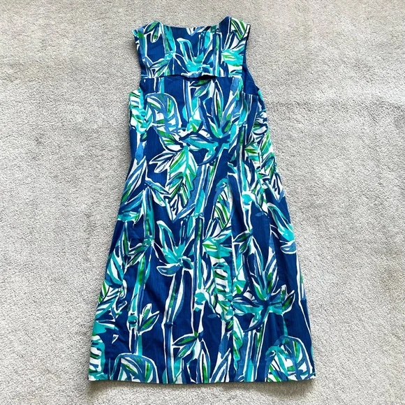 LILLY PULITZER Penelope Shift Dress Blue Crush Bamboo Size 2 Feminine Dainty - Picture 3 of 11